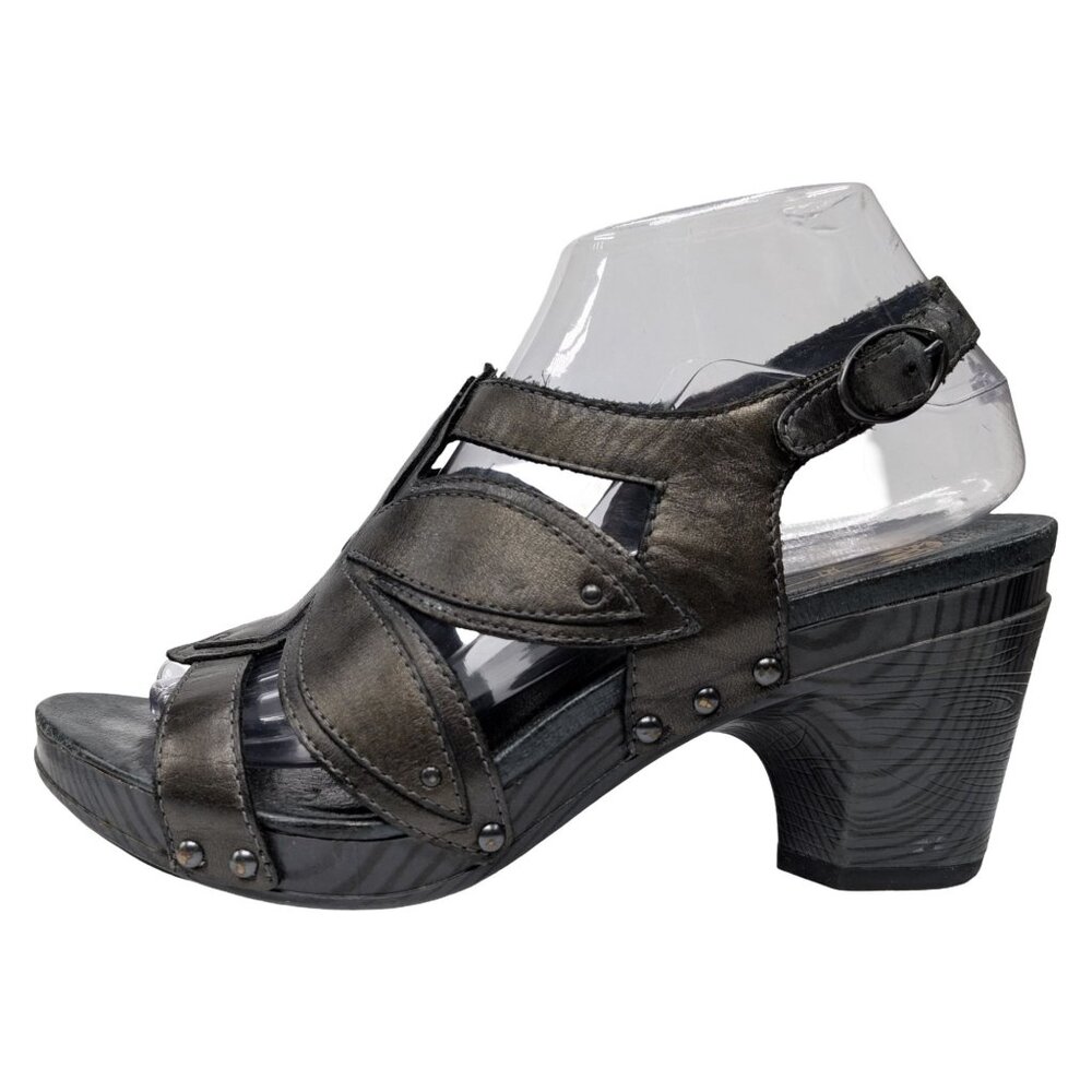 Dansko Nina Heeled Leather Sandals Womens Black Slingback 7707950200 Sz 38 / 7.5 - Picture 4 of 12